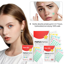 Load image into Gallery viewer, 200Pcs Repair Acne Patches Fade Blemishes Pimple Marks Closed Acne Blemishes Hydrocolloid Star Heart Shaped Cover Acne Pimple Patch
