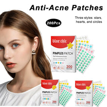 Load image into Gallery viewer, 200Pcs Repair Acne Patches Fade Blemishes Pimple Marks Closed Acne Blemishes Hydrocolloid Star Heart Shaped Cover Acne Pimple Patch
