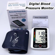 Load image into Gallery viewer, Digital Blood Pressure Monitor Arm Sphygmomanometer Heart Rate Pulse Meters Big Screen Automatic Tonometer with Cuff
