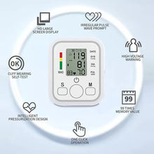 Load image into Gallery viewer, Digital Blood Pressure Monitor Arm Sphygmomanometer Heart Rate Pulse Meters Big Screen Automatic Tonometer with Cuff
