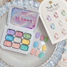 Load image into Gallery viewer, 9-Color Macaron Gypsum Painting Nail Polish Patting Glue Smudge Canned High Saturation Popular Semi-Solid Nail Polish Glue Nail
