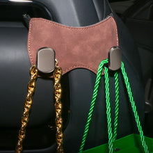 Load image into Gallery viewer, Car Suede Leather Hook Sports Seat Back with Dual Hooks Integrated Vehicle Hook for Car Storage Metal Hook
