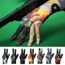 Load image into Gallery viewer, 1PC Printed Style Three-Fingered Billiards Gloves For Left Hand Anti-Slip Silk Breathable Snooker Gloves Self-Adhesive Self-Adhesive Cloth Fixed Billiards Supplies
