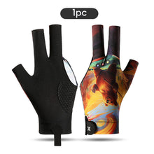 Load image into Gallery viewer, 1PC Printed Style Three-Fingered Billiards Gloves For Left Hand Anti-Slip Silk Breathable Snooker Gloves Self-Adhesive Self-Adhesive Cloth Fixed Billiards Supplies
