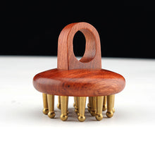 Load image into Gallery viewer, Brass Meridian Brush Whole Body Use Pear Wood Handle Rubbing Abdominal Stomach Massage Tool Clearing Liver Gallbladder Meridian Brush
