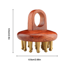 Load image into Gallery viewer, Brass Meridian Brush Whole Body Use Pear Wood Handle Rubbing Abdominal Stomach Massage Tool Clearing Liver Gallbladder Meridian Brush
