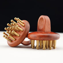 Load image into Gallery viewer, Brass Meridian Brush Whole Body Use Pear Wood Handle Rubbing Abdominal Stomach Massage Tool Clearing Liver Gallbladder Meridian Brush
