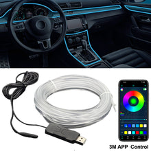 Load image into Gallery viewer, 2/3M RGB LED Car Interior Optic Atmosphere Light Strip APP Control Ambient Neon Invisible Light USB Ambient LED Light Strip
