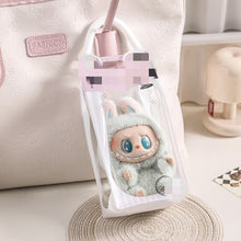 Load image into Gallery viewer, For 17cm Labubu V2 V3 15cm Cotton Doll Outfit Crossbody Pain Bag PVC Storage Bag Dolls Display Bag
