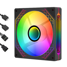 Load image into Gallery viewer, 4Pro 120mm ARGB Case Fan PWM Temperature Control 5V 3PIN 3-sided Infinity Mirror Quiet Computer Cooling Fan
