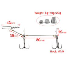 Load image into Gallery viewer, S/M/L 3X-Strong Treble Hook Steel Wire Rig With Weighted Sinker Anti-Rolling Paddle Tail Soft Bait Pike Fishing Stinger Rig Fishing Accessory
