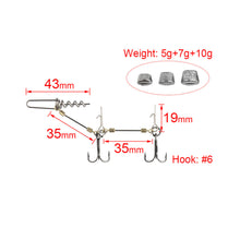Load image into Gallery viewer, S/M/L 3X-Strong Treble Hook Steel Wire Rig With Weighted Sinker Anti-Rolling Paddle Tail Soft Bait Pike Fishing Stinger Rig Fishing Accessory
