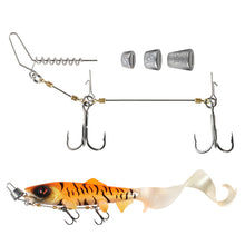 Load image into Gallery viewer, S/M/L 3X-Strong Treble Hook Steel Wire Rig With Weighted Sinker Anti-Rolling Paddle Tail Soft Bait Pike Fishing Stinger Rig Fishing Accessory
