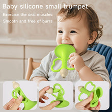 Load image into Gallery viewer, Silicone Teething Whistle Baby Trumpet Toy Multifunctional Developmental Chewable Baby Musical Instrument Oral Motor Skill Toy Infant Breath Trainer
