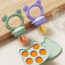 Load image into Gallery viewer, Silicone Baby Food Feeder Teething Pacifier for Babies Fruit and Veggie Feeder Easy-Grip Weaning Fruit Pacifier Multipurpose Baby Feeding Set
