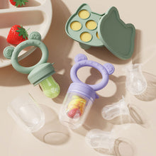 Load image into Gallery viewer, Silicone Baby Food Feeder Teething Pacifier for Babies Fruit and Veggie Feeder Easy-Grip Weaning Fruit Pacifier Multipurpose Baby Feeding Set

