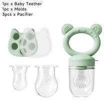 Load image into Gallery viewer, Silicone Baby Food Feeder Teething Pacifier for Babies Fruit and Veggie Feeder Easy-Grip Weaning Fruit Pacifier Multipurpose Baby Feeding Set
