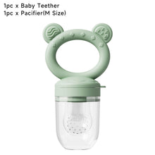 Load image into Gallery viewer, Silicone Baby Food Feeder Teething Pacifier for Babies Fruit and Veggie Feeder Easy-Grip Weaning Fruit Pacifier Multipurpose Baby Feeding Set
