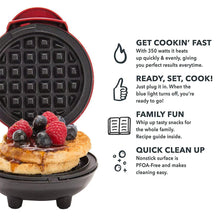 Load image into Gallery viewer, Mini Waffle Pancake Maker EU/US/UK Plug Non-Stick Portable LED Indicator Gift for Baking Lovers/Kids Parent-Child Baking Appliance
