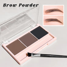 Load image into Gallery viewer, 3-Color Brow Powder Set with Brush Makeup Black Brown Coffee Waterproof Eyebrow Powder Eye Brow Palette Long-lasting Color-resistant
