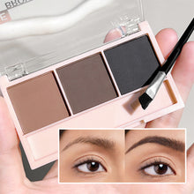 Load image into Gallery viewer, 3-Color Brow Powder Set with Brush Makeup Black Brown Coffee Waterproof Eyebrow Powder Eye Brow Palette Long-lasting Color-resistant
