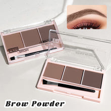 Load image into Gallery viewer, 3-Color Brow Powder Set with Brush Makeup Black Brown Coffee Waterproof Eyebrow Powder Eye Brow Palette Long-lasting Color-resistant
