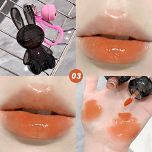 Load image into Gallery viewer, Gege Bear Pink Rabbit Velvet Lip Cream Black Rabbit Water Light Lip Glaze Matte Mirror Pendant Lipstick Lip Gloss
