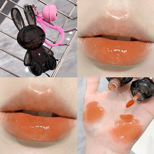 Load image into Gallery viewer, Gege Bear Pink Rabbit Velvet Lip Cream Black Rabbit Water Light Lip Glaze Matte Mirror Pendant Lipstick Lip Gloss
