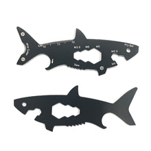 Load image into Gallery viewer, Multi-function 15 In 1 Shark Shaped Outdoor Bottle Opener Wallet Tool Card Stainless Pocket Screwdriver Survival Tool Keychain ﻿
