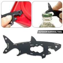 Load image into Gallery viewer, Multi-function 15 In 1 Shark Shaped Outdoor Bottle Opener Wallet Tool Card Stainless Pocket Screwdriver Survival Tool Keychain ﻿
