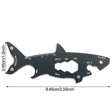 Load image into Gallery viewer, Multi-function 15 In 1 Shark Shaped Outdoor Bottle Opener Wallet Tool Card Stainless Pocket Screwdriver Survival Tool Keychain ﻿
