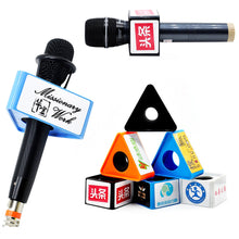 Load image into Gallery viewer, Red/Black/Yellow/White/Blue ABS KTV Mic Microphone Logo Flag Station Square Shaped Interview 38mm
