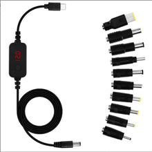 Load image into Gallery viewer, USB C to 5.5x2.1mm 5V 9V 12V 15V 20V Adjustable Voltages Cable for Router Laptop
