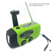 Load image into Gallery viewer, 2000 mAh Emergency Radio with LED Lights Radio USB Solar Charging Light Outdoor Travel Portable Rechargeable FM/AM Radio
