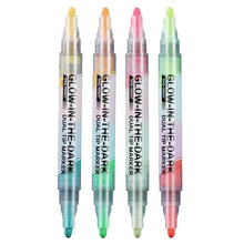 Load image into Gallery viewer, Double Headed Dual Color Glow in The Dark Pen Waterproof Non Fading Marking Pen Student DIY Color Painting Luminous Highlighter Pen

