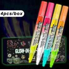 Load image into Gallery viewer, Double Headed Dual Color Glow in The Dark Pen Waterproof Non Fading Marking Pen Student DIY Color Painting Luminous Highlighter Pen
