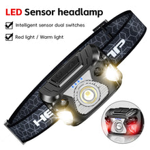 Load image into Gallery viewer, LED Hands-Free Sensor Headlamp Outdoor Cycling Night Fishing Long-Lasting Strong Light Head-Mounted Flashlight USB Charging
