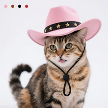 Load image into Gallery viewer, Cool Pet Dog Cowboy Hat Funny Costume Cosplay Hat Autumn Winter for Small Dogs Cats
