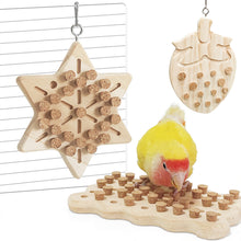 Load image into Gallery viewer, Parrot Chewing Toys Natural Wooden Parrots Block Cork Puzzle Toy Hanging Small Birds Playing Tearing Toy Bird Accessories
