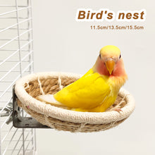 Load image into Gallery viewer, Handmade Natural Straw Cotton Rope Bird Nest Pigeon House Nest Bird Cage Outdoor Decorative Weaved Hanging Parrot Nest
