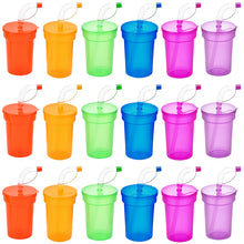Load image into Gallery viewer, Rainbow Color Straw Cups Reusable Spill-Proof Drinking Cups with Lids and Straws for Birthday Party Xmas Juice Mug Water Bottle
