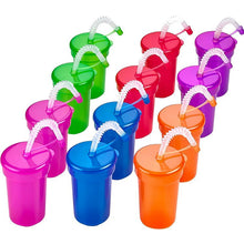Load image into Gallery viewer, Rainbow Color Straw Cups Reusable Spill-Proof Drinking Cups with Lids and Straws for Birthday Party Xmas Juice Mug Water Bottle
