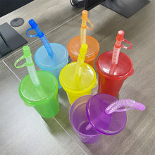 Load image into Gallery viewer, Rainbow Color Straw Cups Reusable Spill-Proof Drinking Cups with Lids and Straws for Birthday Party Xmas Juice Mug Water Bottle
