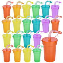 Load image into Gallery viewer, Rainbow Color Straw Cups Reusable Spill-Proof Drinking Cups with Lids and Straws for Birthday Party Xmas Juice Mug Water Bottle
