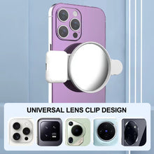 Load image into Gallery viewer, Universal Phone Camera Ring Mirror with Light Rear Camera Selfie Reflector Clip-on Makeup Light with Storage Pouch HD Reflection
