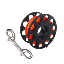 Load image into Gallery viewer, 30M Scuba Diving Spool Finger Reel SMB Hook Accessories with Stainless Steel Double End Hook Cave Tech Wreck Diving Finger Reel
