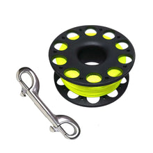 Load image into Gallery viewer, 30M Scuba Diving Spool Finger Reel SMB Hook Accessories with Stainless Steel Double End Hook Cave Tech Wreck Diving Finger Reel
