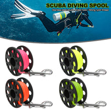Load image into Gallery viewer, 30M Scuba Diving Spool Finger Reel SMB Hook Accessories with Stainless Steel Double End Hook Cave Tech Wreck Diving Finger Reel
