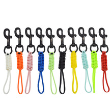 Load image into Gallery viewer, Stainless Steel Scubas Diving Swival Bolts Hook Buckle Marine Grade Hook Clip with Braided Rope Lanyard Anti-lost Safety Rope
