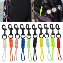 Load image into Gallery viewer, Stainless Steel Scubas Diving Swival Bolts Hook Buckle Marine Grade Hook Clip with Braided Rope Lanyard Anti-lost Safety Rope
